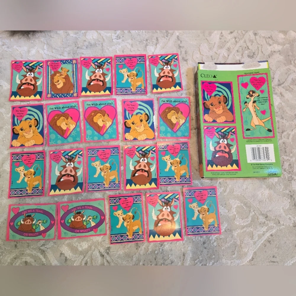 20 Vintage 1990s Lion King Valentine's Day Cards With Original Box